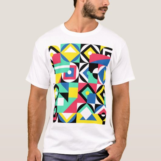 Kleurrijke geometrische vormen decoratief Ornament T-shirt (Voorkant)