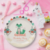 Kleurrijke Geometrische Vormen en Vos Verjaardag Papieren Bordje (Feest)