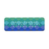 Kleurrijke geometrische vormen in Blauwgroen retou Etiket (Voorkant)