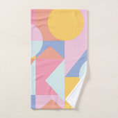 Kleurrijke geometrische vormen in pastroze en blau bad handdoek (Handdoek)