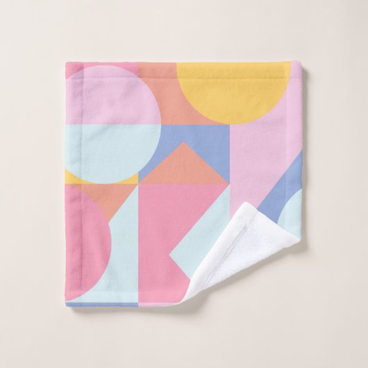 Kleurrijke geometrische vormen in pastroze en blau bad handdoek (Wasdoekje)