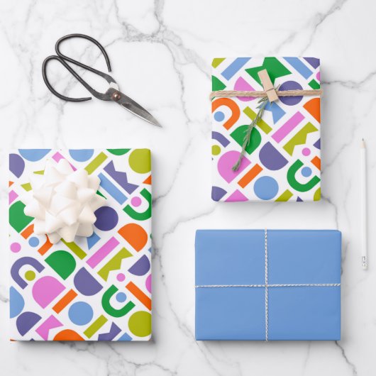 Kleurrijke geometrische vormen inpakpapier vel (Voorkant)
