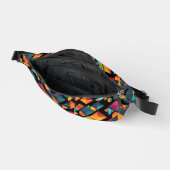 Kleurrijke geometrische vormen op zwart heuptasje (Open)