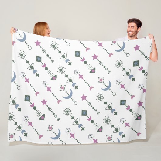 Kleurrijke geometrische vormen patroon 22a fleece deken (In situ)