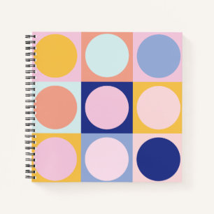Kleurrijke geometrische vormen patroon Roze Blauw  Notitieboek