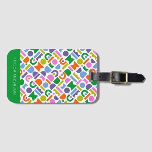 Kleurrijke Geometrische Vormen Persoonlijk Bagagelabel (Voorkant (horizontaal))