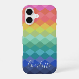 Kleurrijke geometrische vormen Regenboog, speciaal iPhone 16 Hoesje