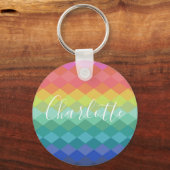 Kleurrijke geometrische vormen Regenboog, speciaal Sleutelhanger (Voorkant)