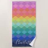 Kleurrijke geometrische vormen Regenboog, speciaal Strandlaken (Voorkant)