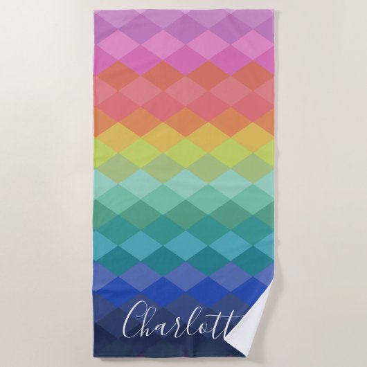 Kleurrijke geometrische vormen Regenboog, speciaal Strandlaken (Voorkant)