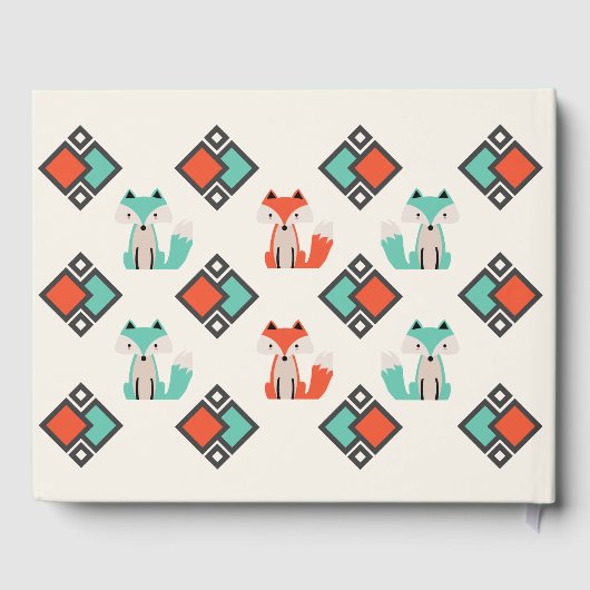 Kleurrijke geometrische vormen Tribal Fox Pattern Gastenboek (Achterkant)