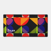 Kleurrijke geometrische vormen, witte naam bureaumat (Voorkant)