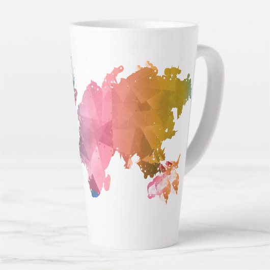 Kleurrijke Geometrische Wereldkaart Latte Mok – Tr (Rechterhoek)