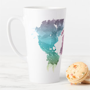 Kleurrijke Geometrische Wereldkaart Latte Mok – Tr