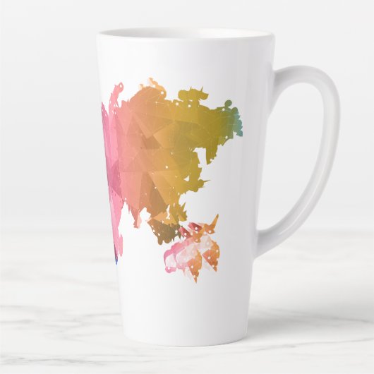 Kleurrijke Geometrische Wereldkaart Latte Mok – Tr (Rechts)
