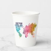 Kleurrijke Geometrische Wereldkaart Papieren Beker (Achterkant)