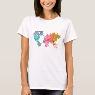 Kleurrijke geometrische Wereldkaart T-shirt