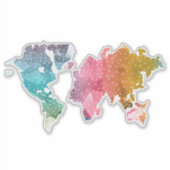 Kleurrijke Geometrische Wereldkaart– Trendsettend  Sticker (Voorkant)