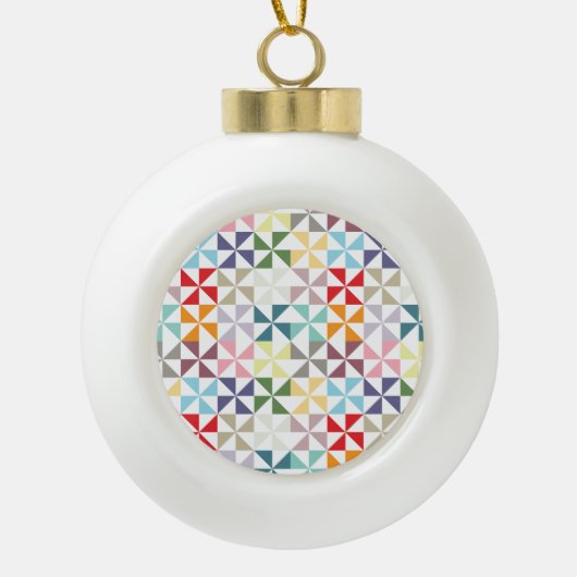 Kleurrijke Geometrische Windmolen Keramische Bal Ornament (Voorkant)