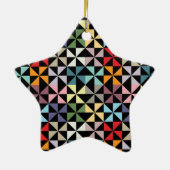 Kleurrijke Geometrische Windmolen Zwart Keramisch Ornament (Achterkant)