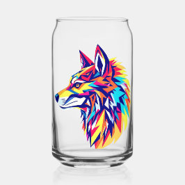 Kleurrijke Geometrische Wolf Drinkset Blikvorm Glas