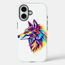 Kleurrijke geometrische wolf iPhone / iPad hoesje