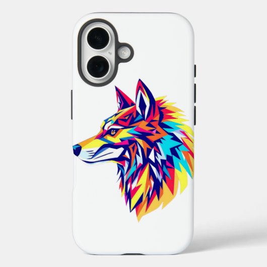 Kleurrijke geometrische wolf iPhone / iPad hoesje (Achterkant)