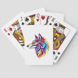 Kleurrijke Geometrische Wolf Klassieke Speelkaarte Pokerkaarten