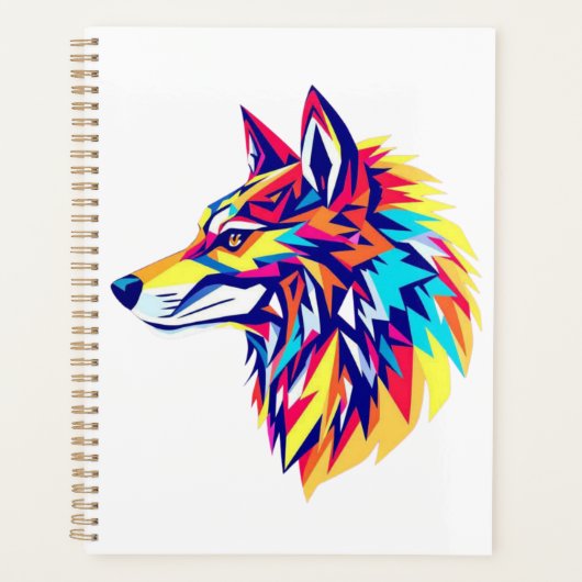 Kleurrijke Geometrische Wolf Planner (Voorkant)