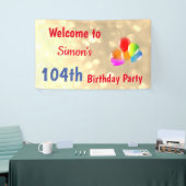 Kleurrijke gepersonaliseerde 104e verjaardag spandoek (Beurs)