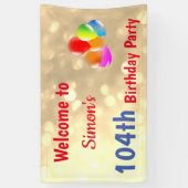 Kleurrijke gepersonaliseerde 104e verjaardag spandoek (Verticaal)