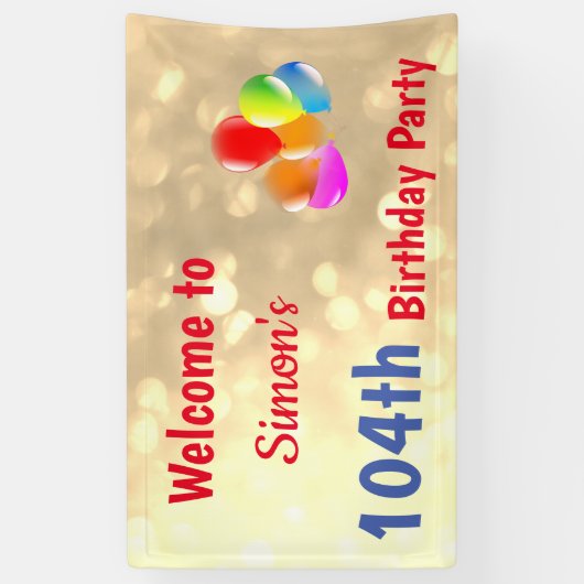 Kleurrijke gepersonaliseerde 104e verjaardag spandoek (Verticaal)