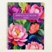 Kleurrijke gepersonaliseerde 2026 Bloemennaam Dage Planner (Voorkant)