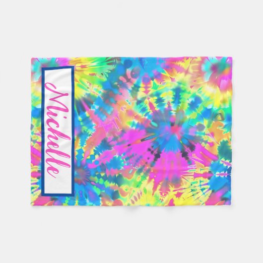 Kleurrijke gepersonaliseerde bandverf fleece deken (Voorkant (Horizontaal))