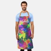 Kleurrijke gepersonaliseerde bandverf schort (Gedragen)