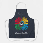 Kleurrijke gepersonaliseerde blauwe kalkoen schort (Voorkant)