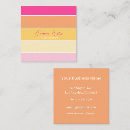 Kleurrijke Gepersonaliseerde Colorblock Visitekaar Vierkante Visitekaartje (Voorkant / Achterkant)