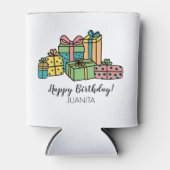 Kleurrijke Gepersonaliseerde Gelukkige Verjaardag Blikjeskoeler (Voorkant)