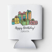 Kleurrijke Gepersonaliseerde Gelukkige Verjaardag Blikjeskoeler (Achterkant)