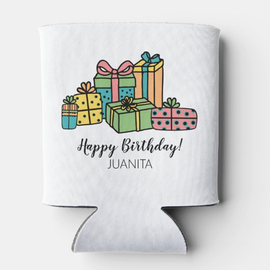 Kleurrijke Gepersonaliseerde Gelukkige Verjaardag Blikjeskoeler (Achterkant)