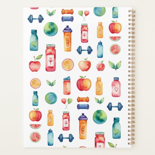 Kleurrijke gepersonaliseerde gezondheid en welzijn planner (Achterkant)