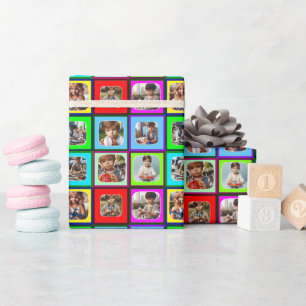 Kleurrijke Gepersonaliseerde Negen Foto voor Verja Cadeaupapier