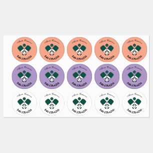 Kleurrijke gepersonaliseerde pickleball-paddle-ond labels