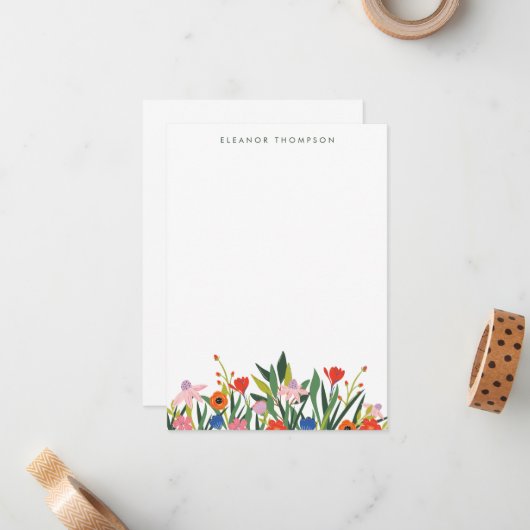 Kleurrijke gepersonaliseerde pokerij voor tuinbouw notitiekaartje (Voorkant / Achterkant in situ)