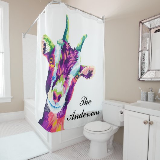 Kleurrijke gepersonaliseerde Pop Douchegordijn (In situ)