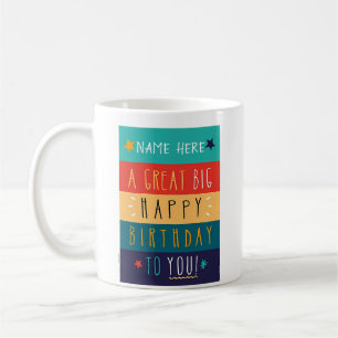 Kleurrijke gepersonaliseerde typografie Verjaardag Koffiemok