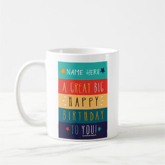 Kleurrijke gepersonaliseerde typografie Verjaardag Koffiemok
