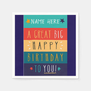 Kleurrijke gepersonaliseerde typografie Verjaardag Servet