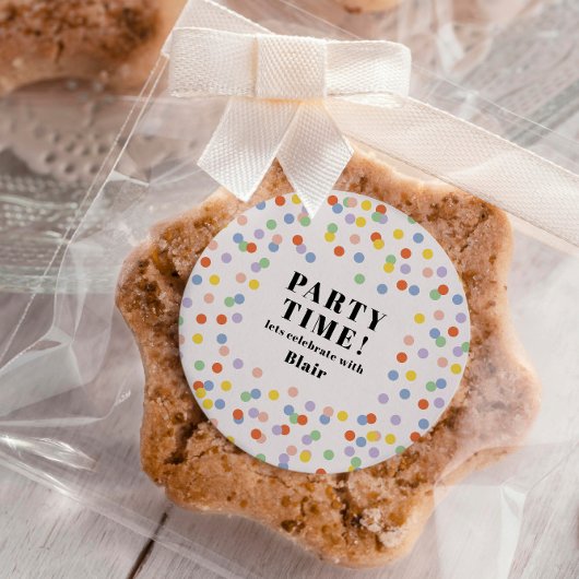 Kleurrijke gepersonaliseerde uitnodiging voor verj ronde sticker