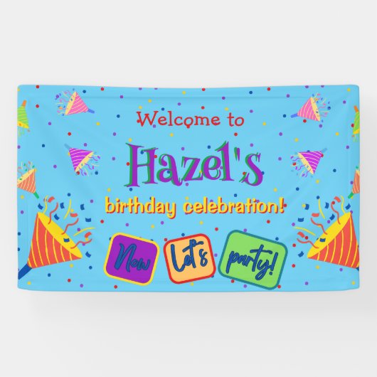 Kleurrijke gepersonaliseerde verjaardagsbanner spandoek (Horizontaal)